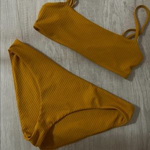 Mara hoffman yellow ribbed bikini